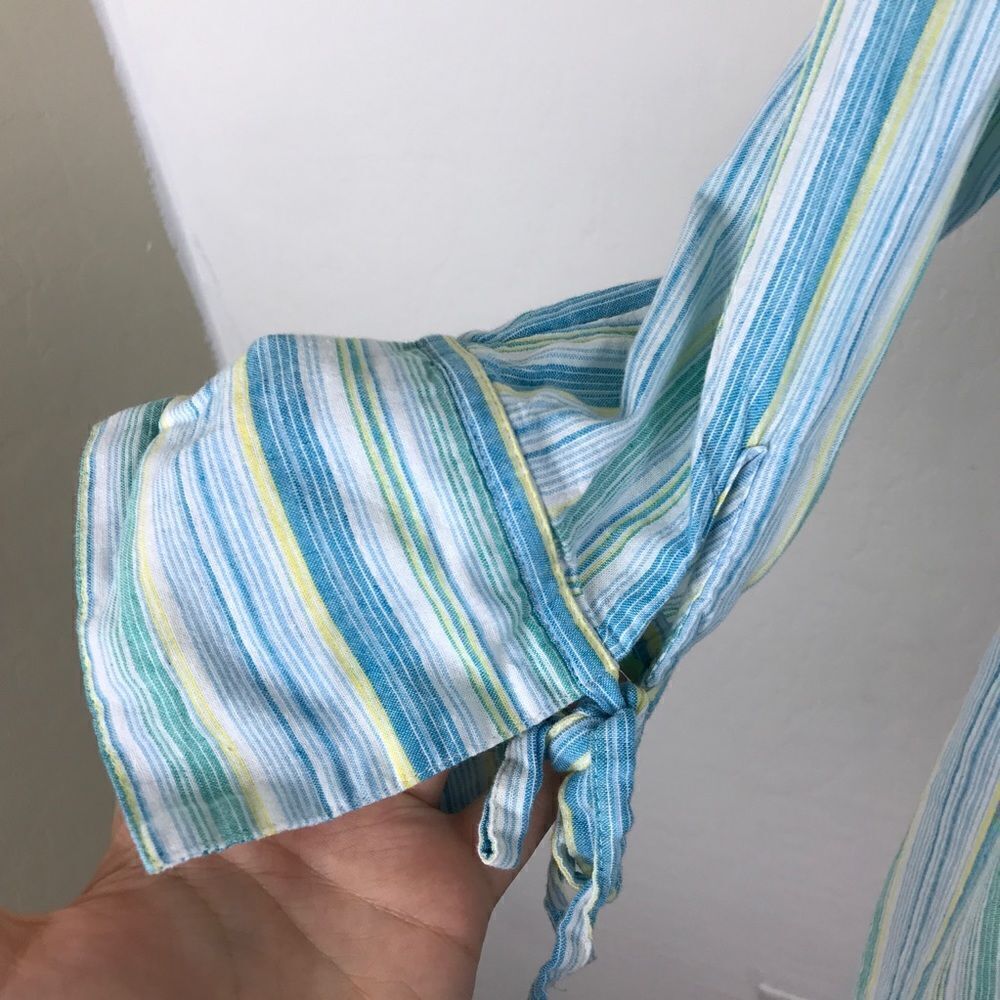 Sympli Striped Color Spring Button Down Blouse Sm - Picture 4 of 7